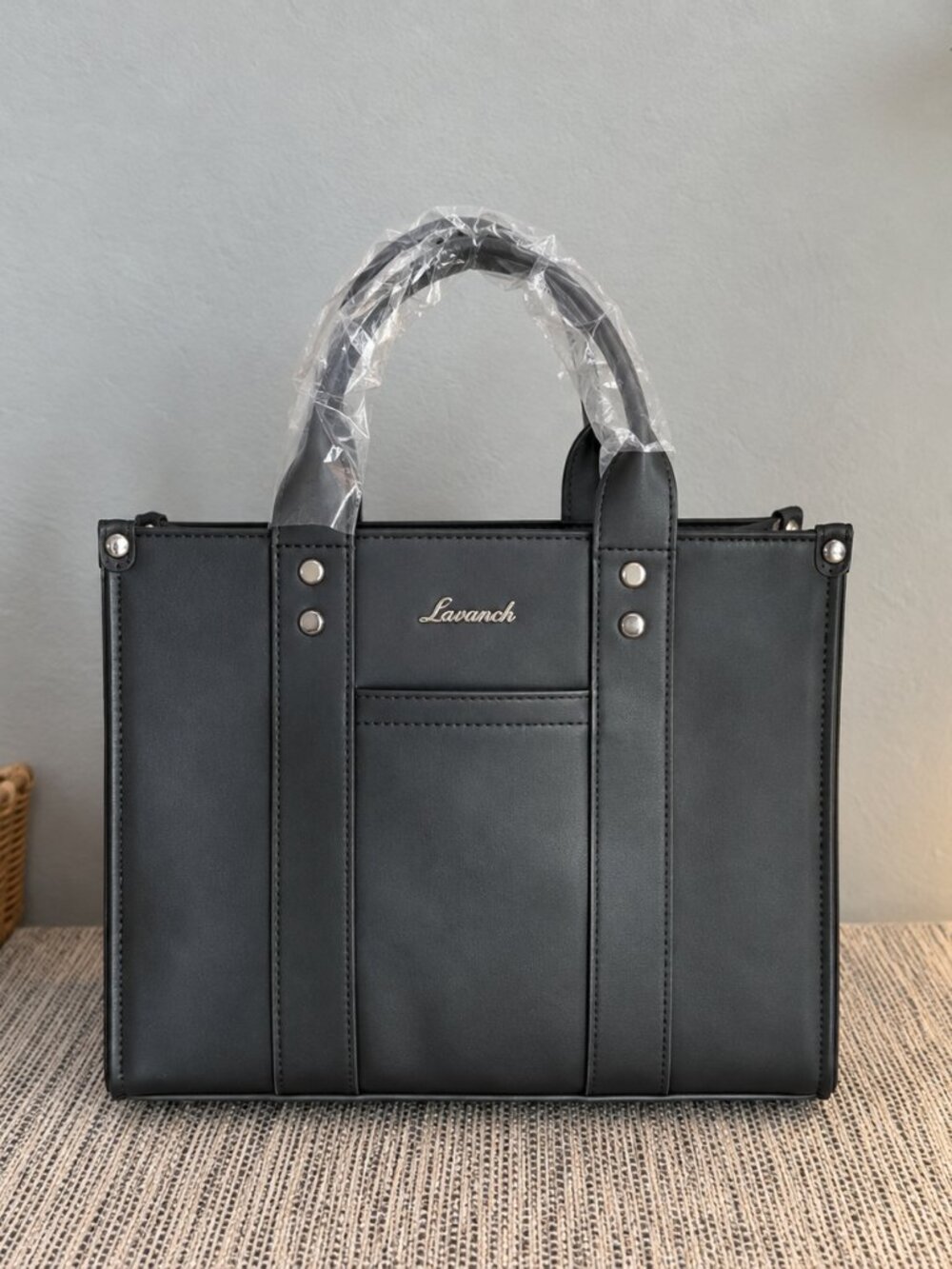 Women’s Black Leather Tote Bag Purse – Elegant Work Handbag, Shoulder & Crossbod